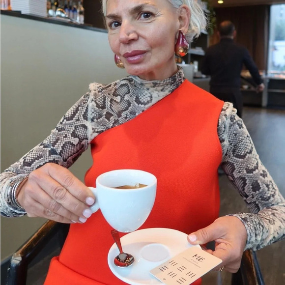 Free People Chelsea Pleated Gown one shoulder red shiny flowy dress size large - Picture 10 of 11